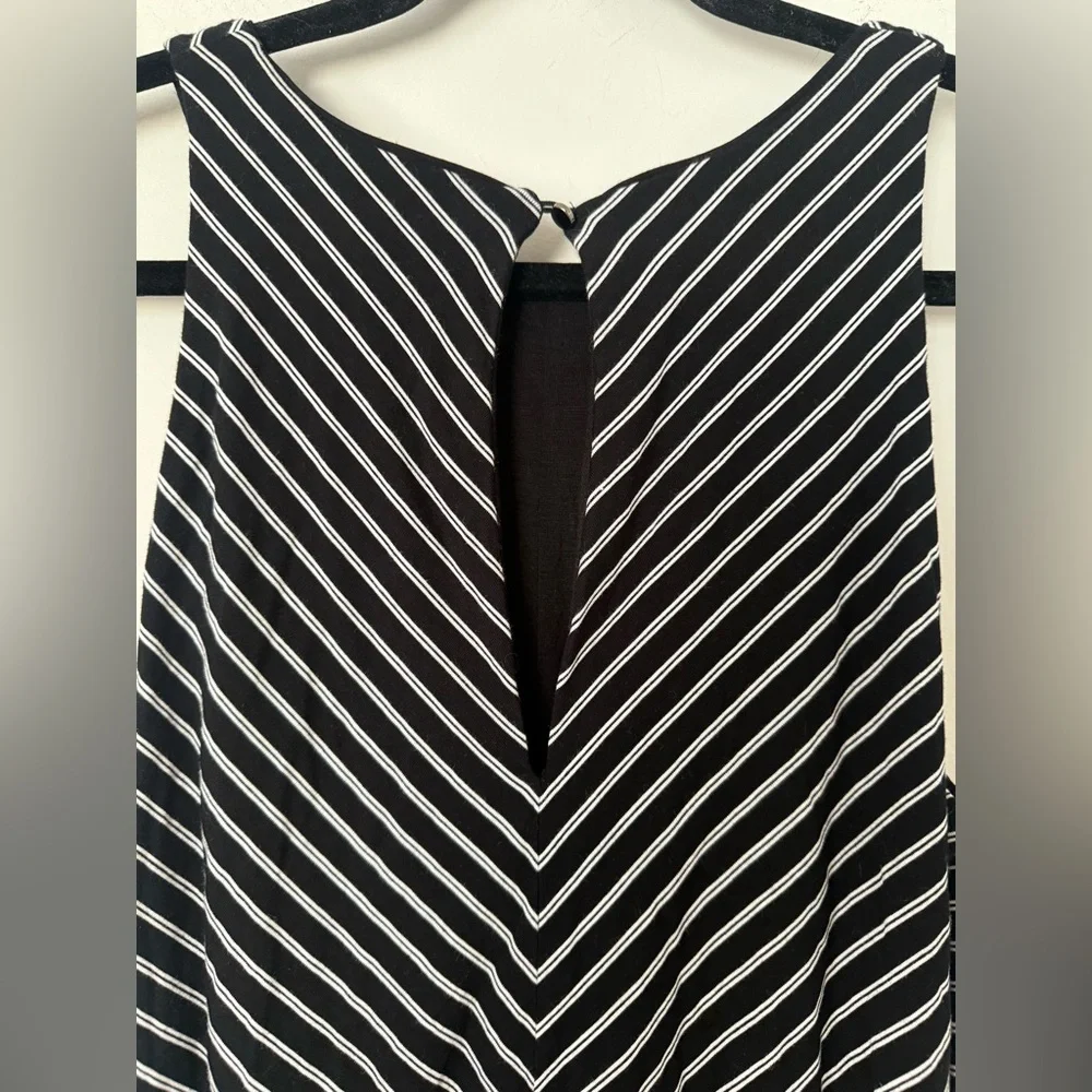 White House Black Market WHBM Black & White Striped Tie Front or Back Maxi Dress - Picture 6 of 12